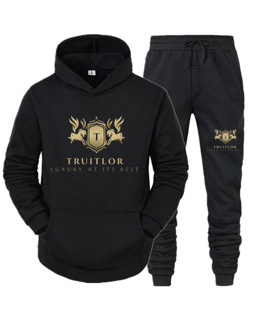 Plus Size Truitlor Black Unisex Hoodie Sweatsuit